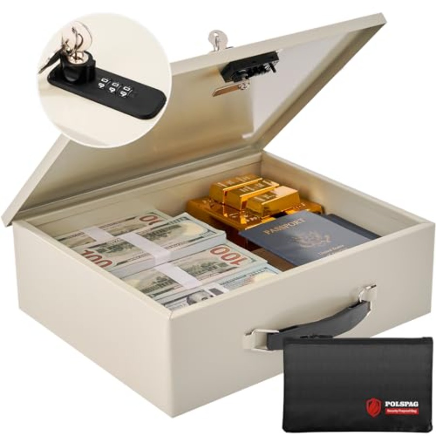 Fire Safe Document - Fireproof Document Box with Key Lock