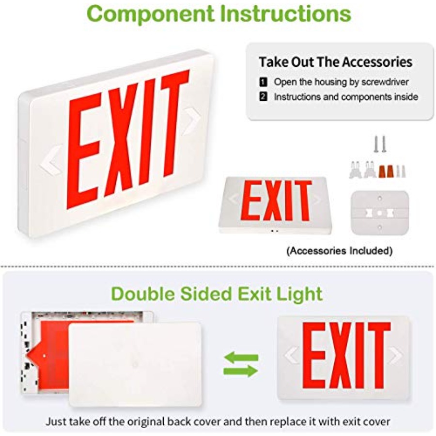Ultra Slim LED Exit Sign, Red  - đánh giá và giá Emergency Exit Sign
