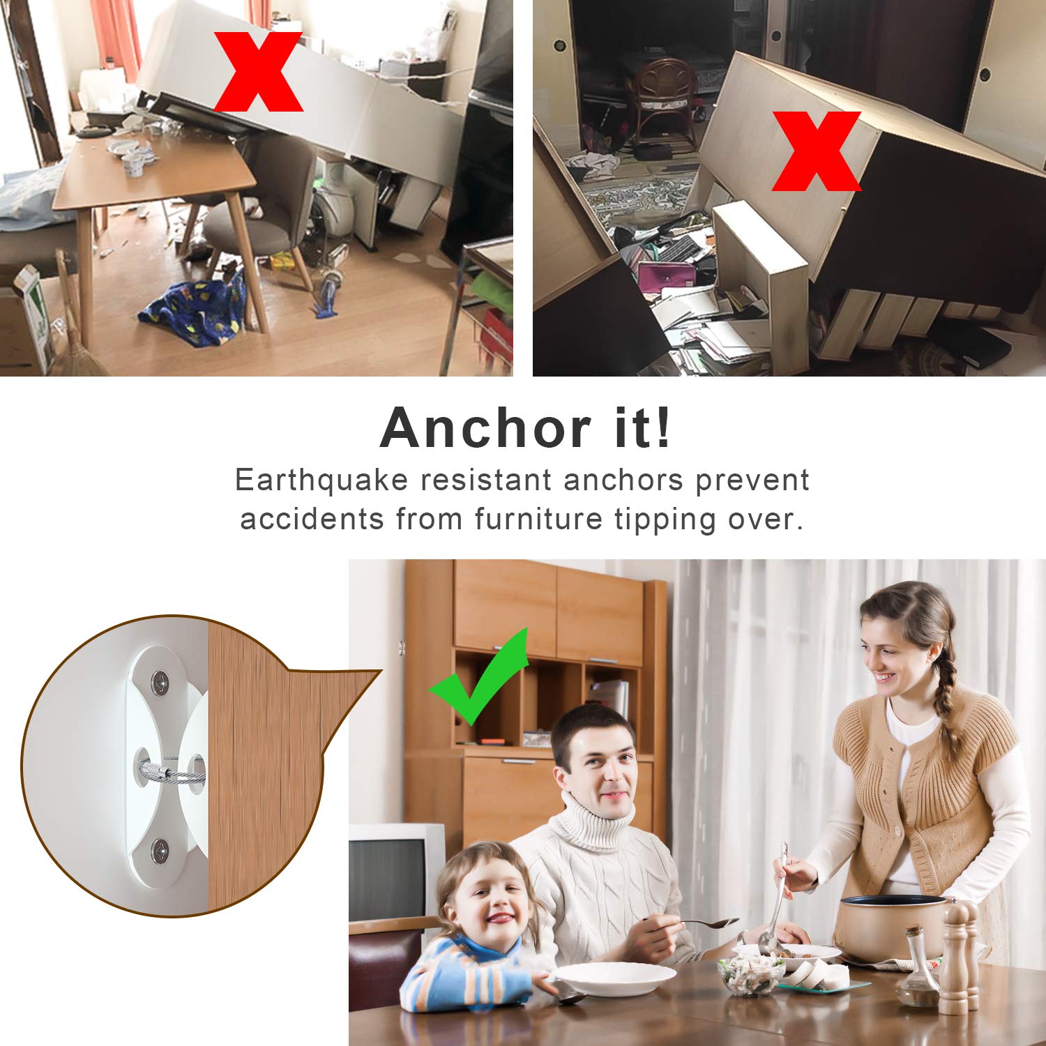 6 Set Furniture Wall Anchors A - đánh giá và giá Earthquake Anchor Strap