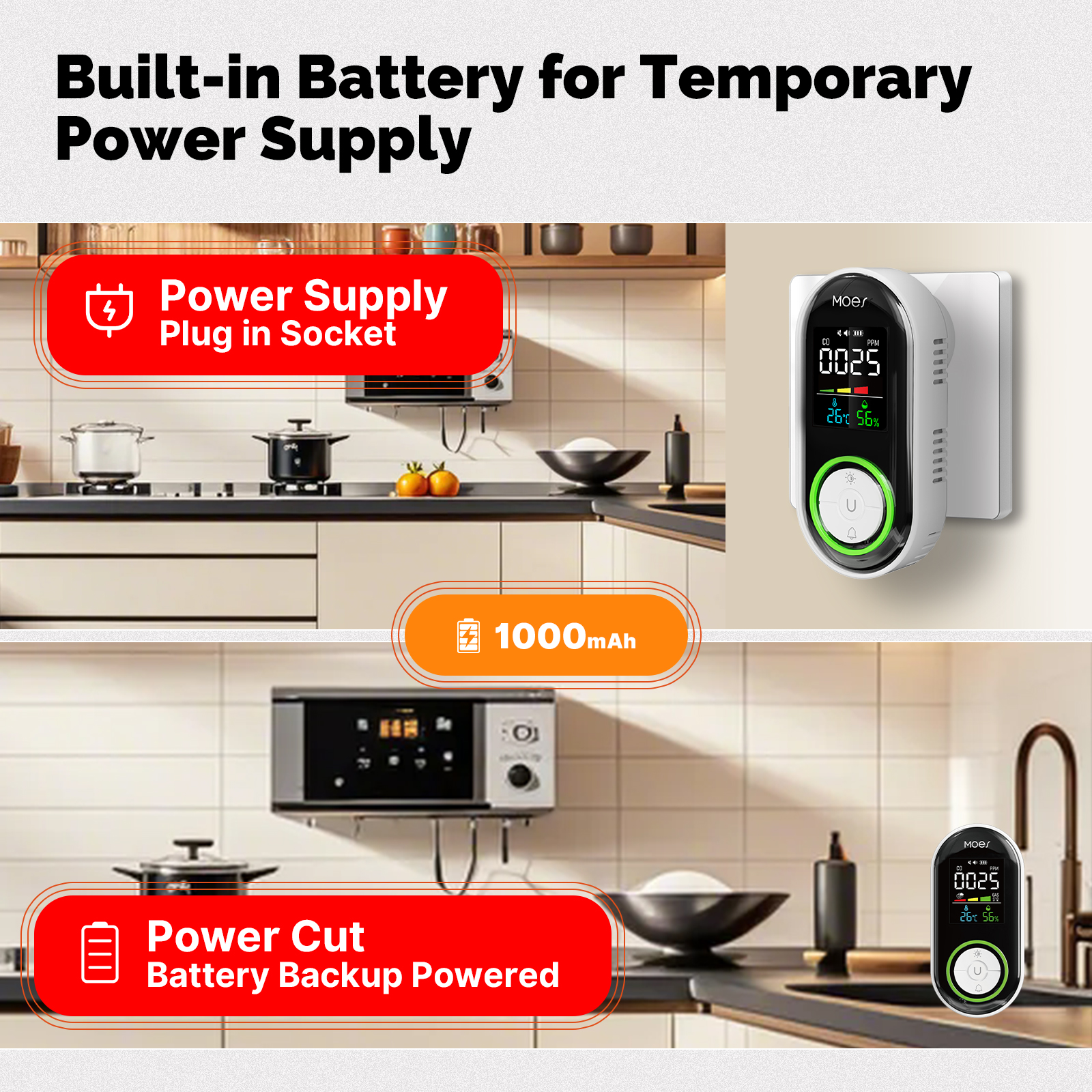 MOES CO Smoke Gas Detector Ala - đánh giá và giá Co Detector Plug