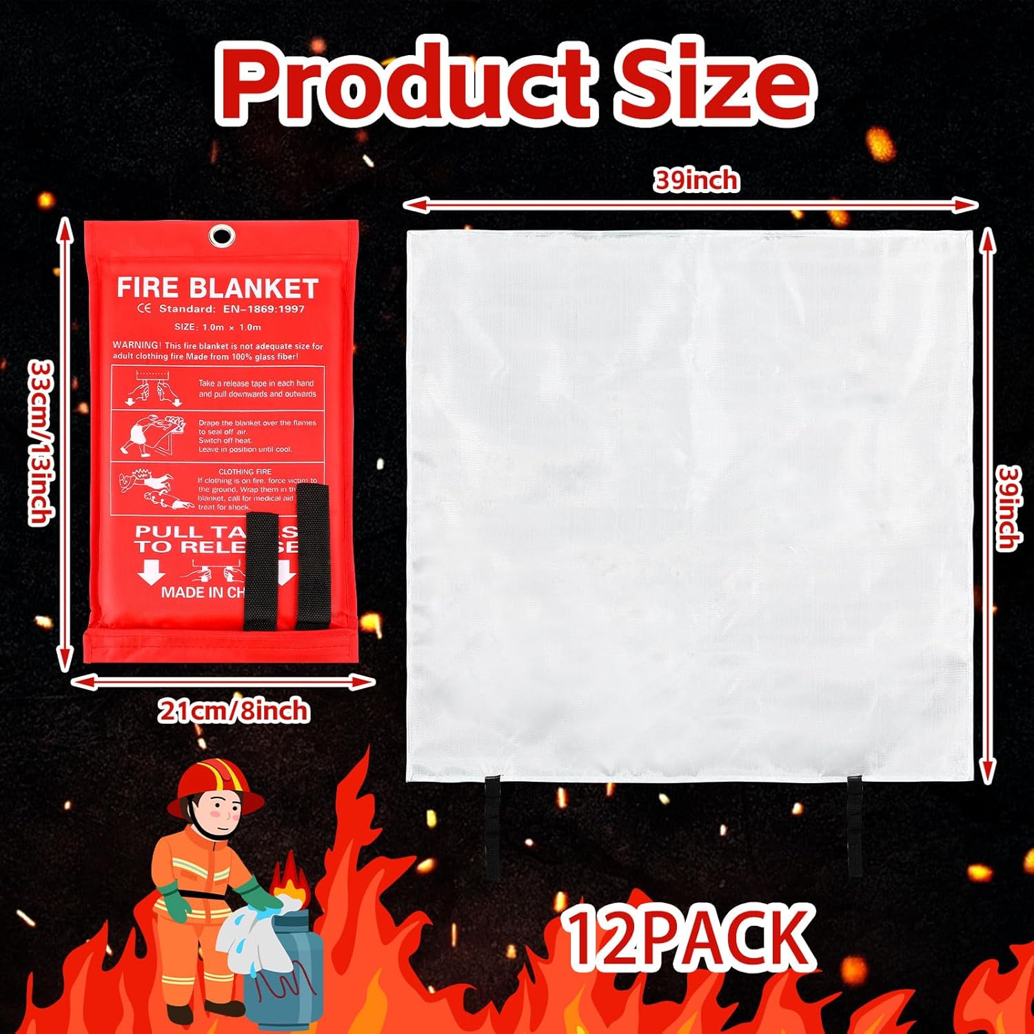 12 Pack Fire Blankets 39x39 In - đánh giá và giá Fire Blanket Kitchen