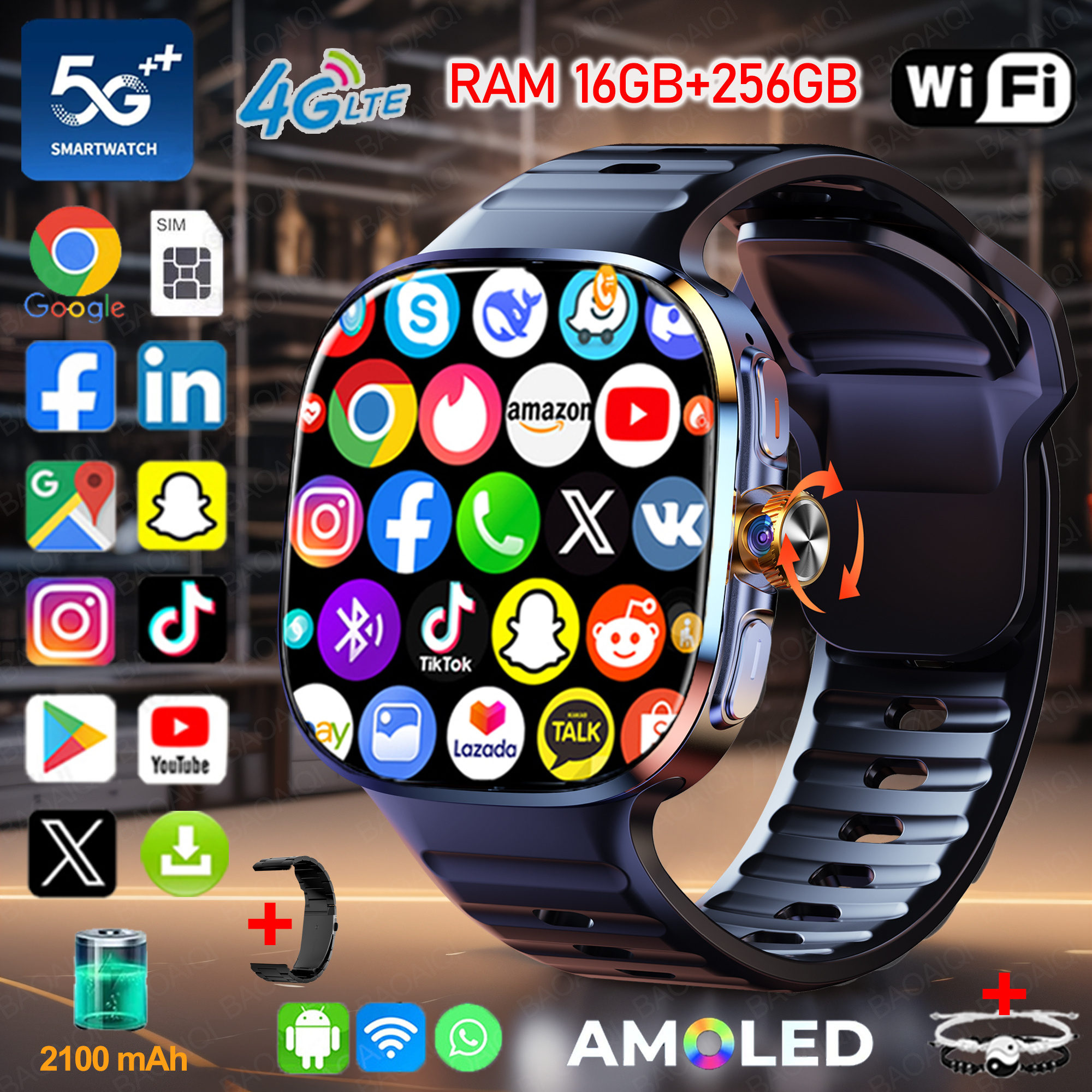 New Large Screen Smartwatch 4G - đánh giá và giá Window Lock Bar