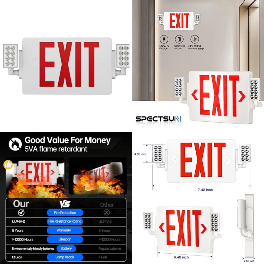 Spectsun 1 Pack Exit Signs wit - đánh giá và giá Emergency Exit Sign