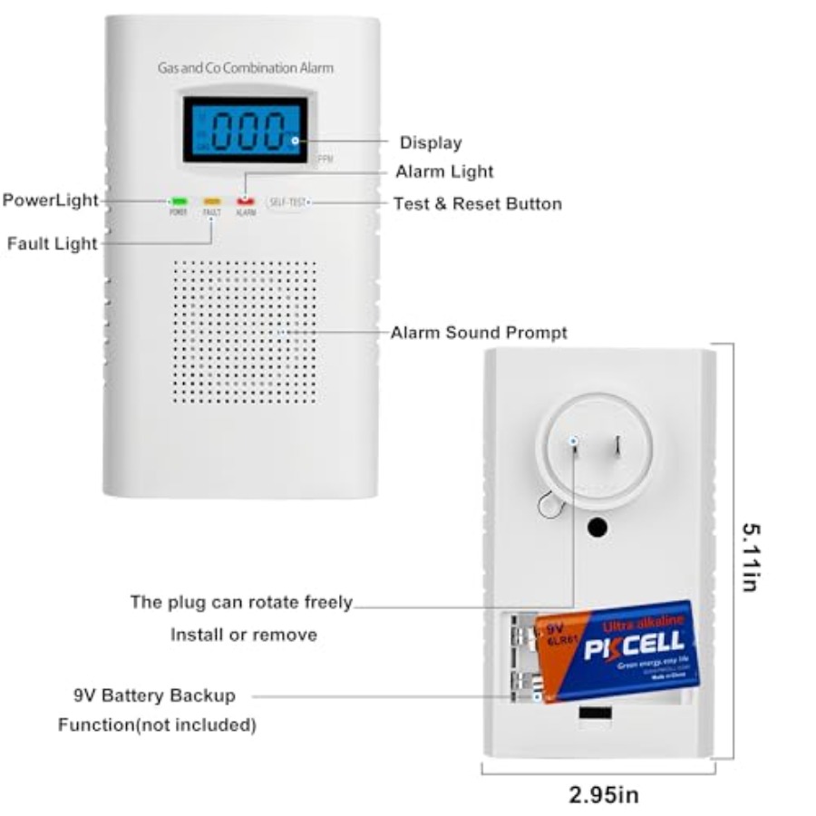 2 Pack Combination Gas and Car - đánh giá và giá Co Detector Plug