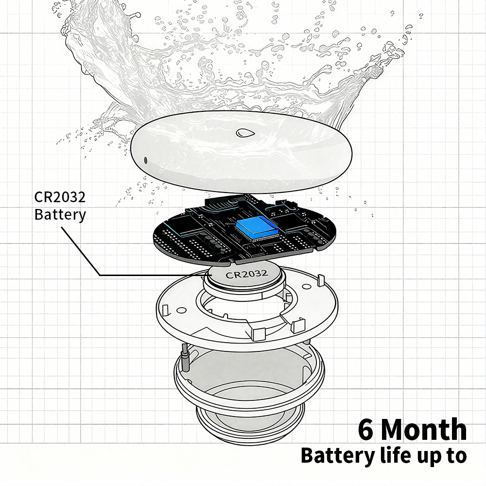 Tuya Zigbee Leakage Sensor LED - đánh giá và giá Water Alarm Sensor