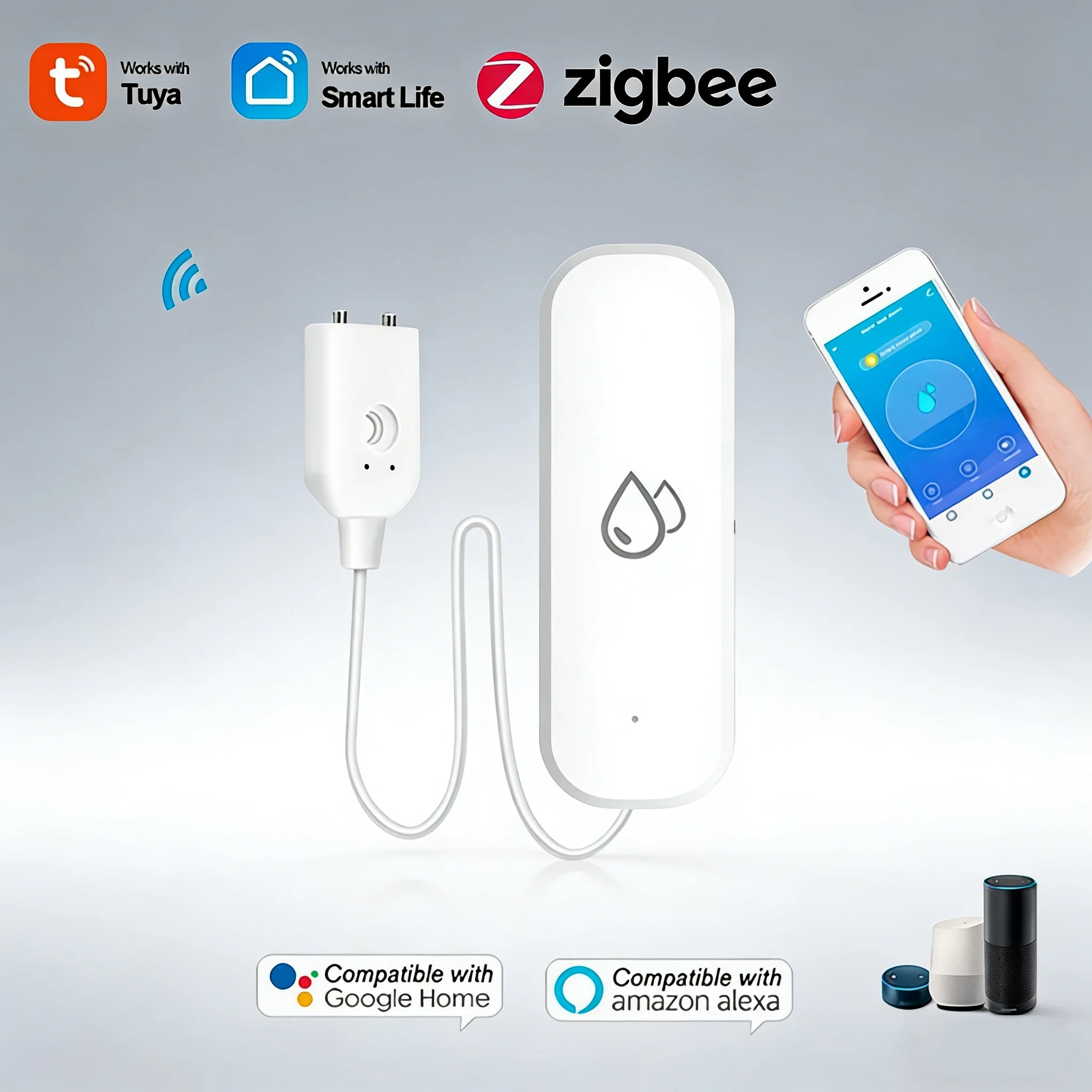 Smart Home Zigbee Water Leak D - đánh giá và giá Water Alarm Sensor